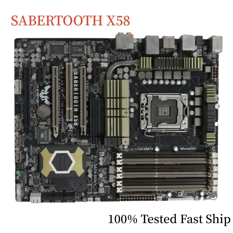 For ASUS SABERTOOTH X58 Motherboard X58 24GB LGA 1366 DDR3 ATX Mainboard 100% Tested Fast Ship