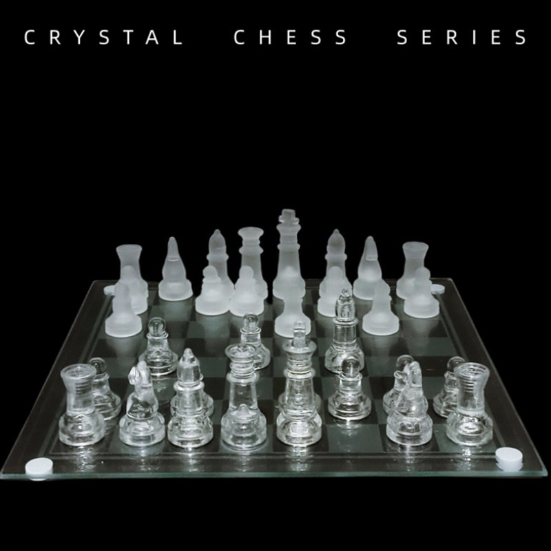 Glass Chess Set Creative Chess Glass Crystal Chess Puzzle Crafts Home Decoration Board Games Table