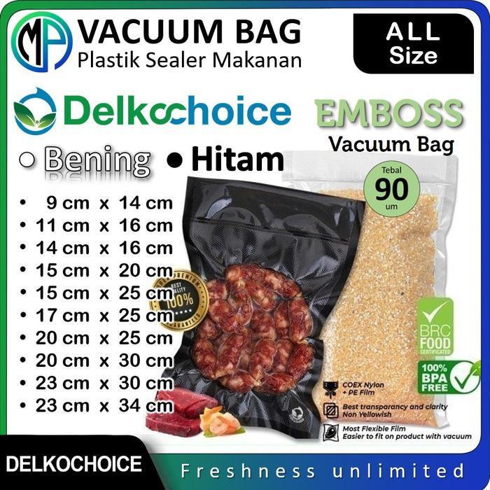 Plastik Vakum Vacuum Vacum Bag Sealer Emboss Bening Hitam Delkochoice