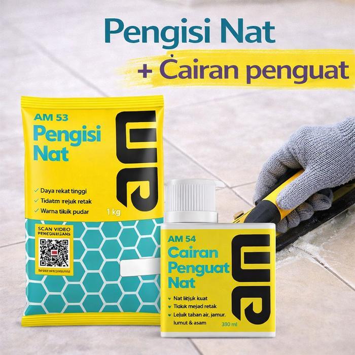 Tirta Bangunan Paket Bundling AM 53 & AM 54 Nat Cairan Tidak Mudah Retak Tahan Lama Kuat 1 kg + 330