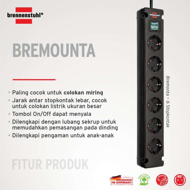 brennenstuhl Bremounta 11506503 Extension Lead 6 Soket 3 Meter