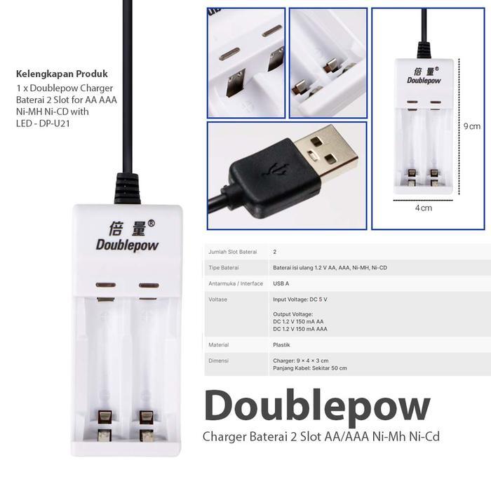 Charger Baterai AA Baterai Charger AAA DoublePow dan Baterai AA Rechargeable Baterai AAA