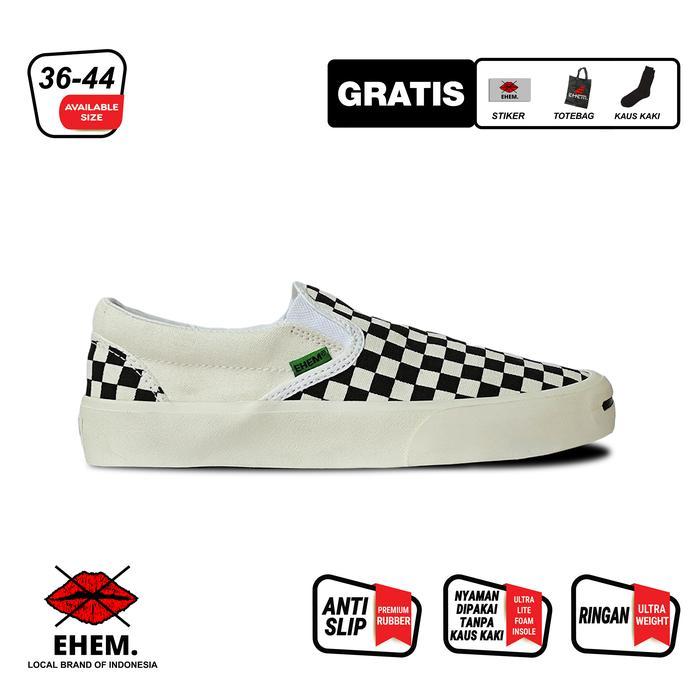 Eiger - Ehem Company - Sepatu Sneakers Unisex Pria Wanita Slip On Audastic Chekerboard