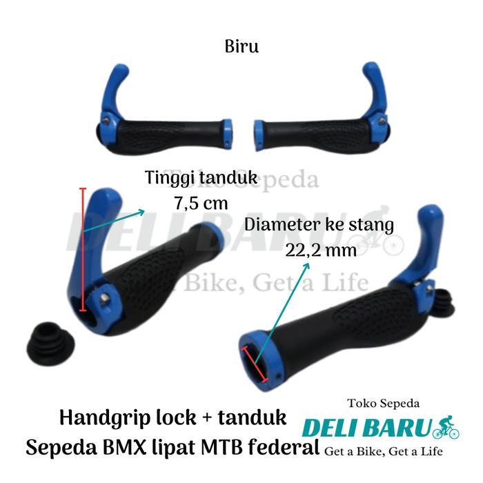 Hand grip + tanduk sarung stang lock hamfat hanpad sepeda BMX MTB federal lipat mini fixie minion