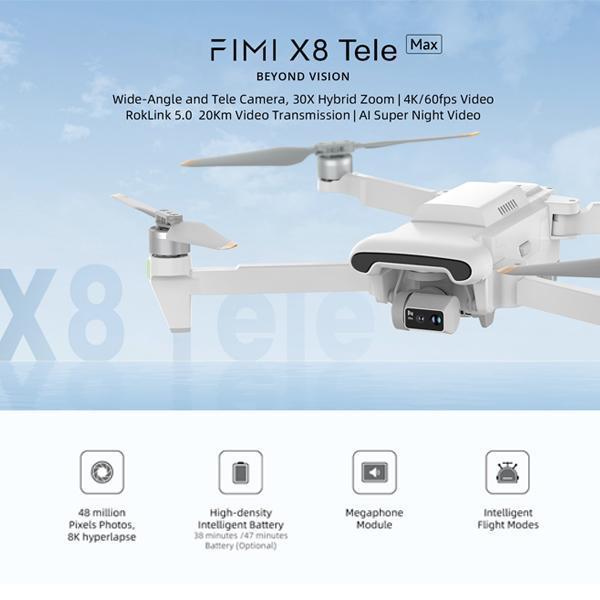 Fimi X8 Tele / Tele Max Drone 4K 48Mp Camera 3-Axis Gimbal 10Km With Megaphone - Drone Fimi Garansi
