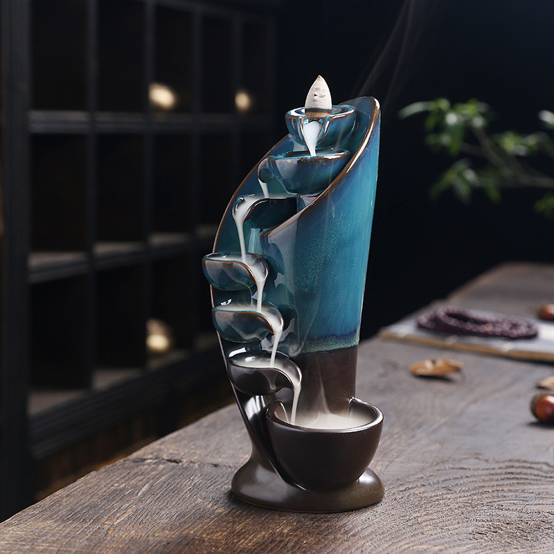 1pc Ceramic Waterfall Incense Burner Backflow Incense Burner Multifunctional Ornament (Without