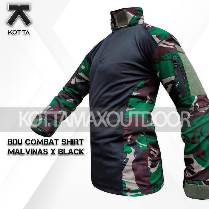 BAJU KAOS TACTICAL BDU COMBAT SHIRT TNI LORENG MALVINAS HITAM KAOS BDU TACTICAL ARMY