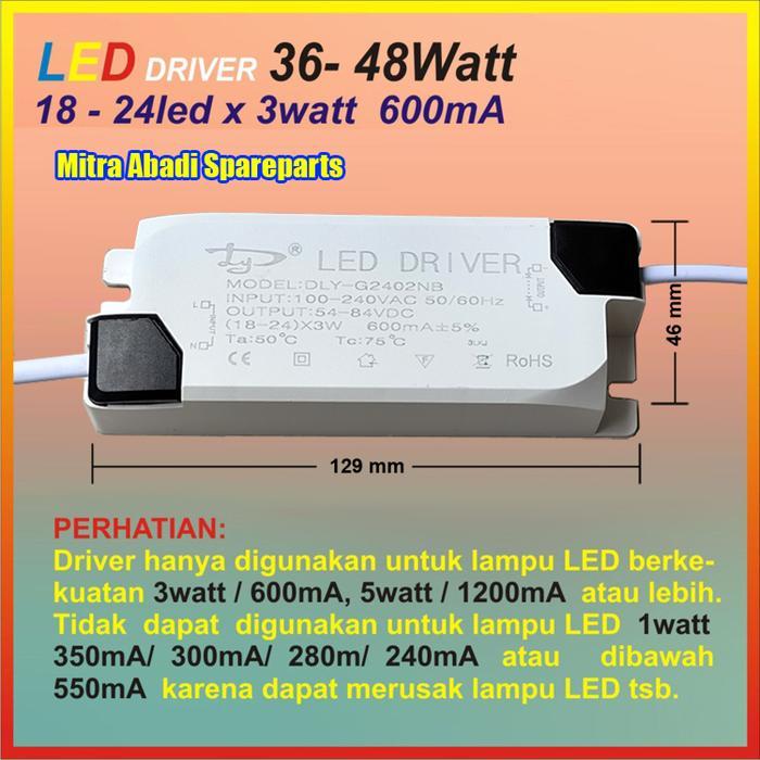 "New" LED Driver Casing Plastik (18-24)*3W/3 Watt 600 mA DLY-G2402N