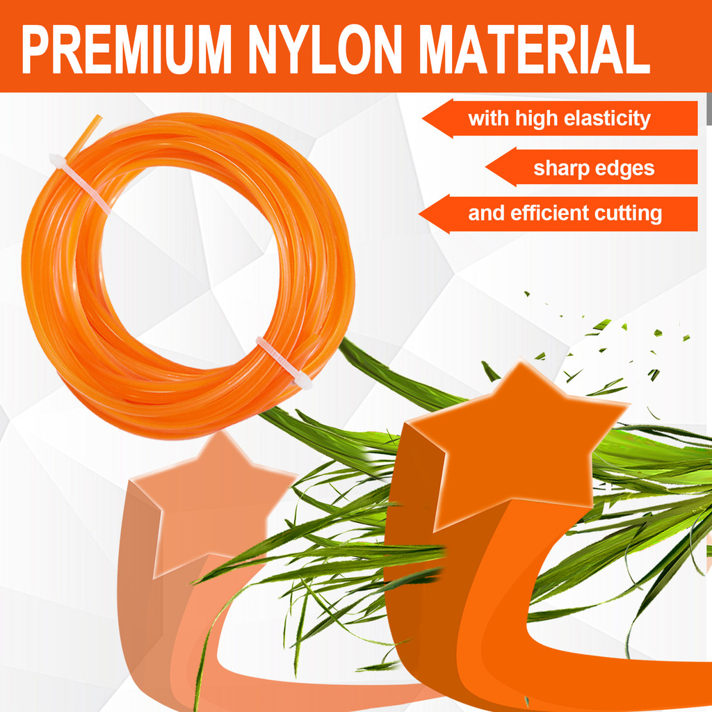 3.0mm/4.0mmBrush Cutter Sharp Rope Grass Mower Pentagram Nylon Mowing Trimmer Line Trimmer Head