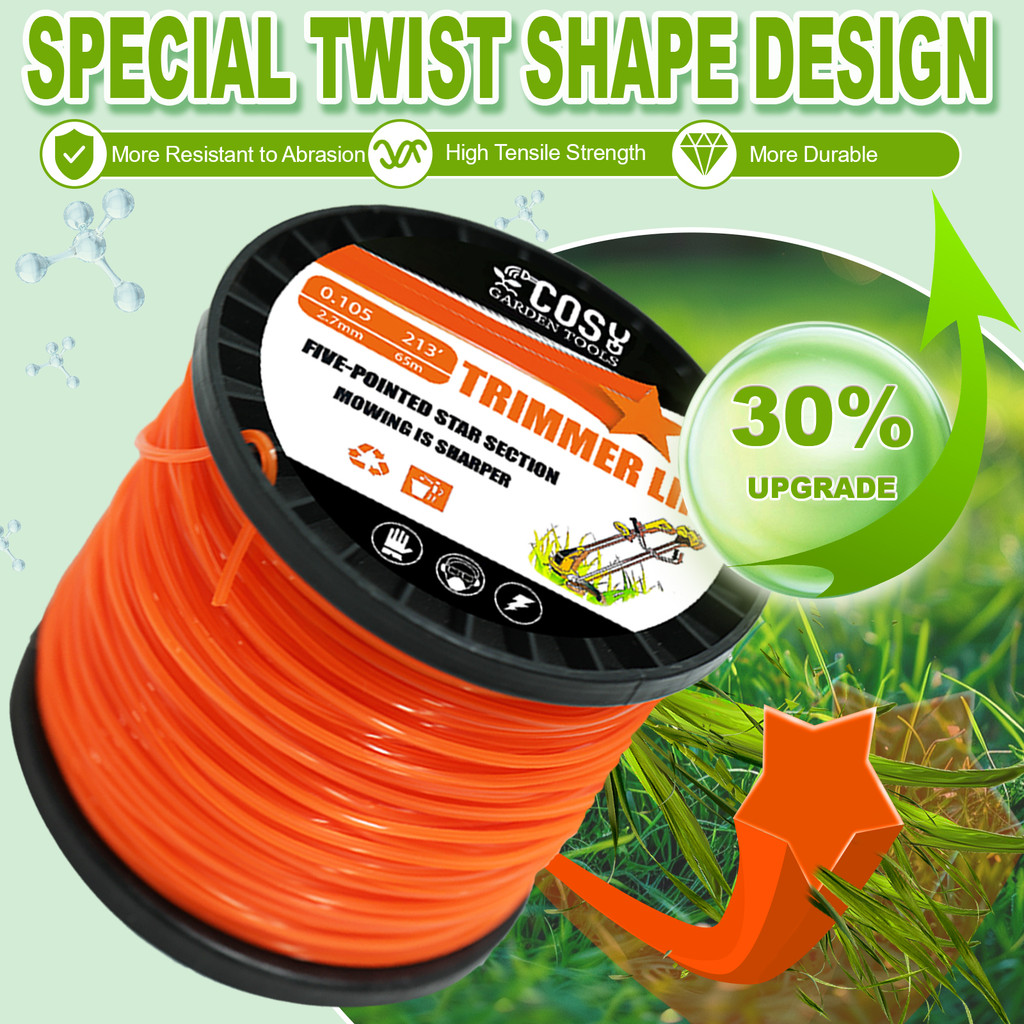 3.0mm/4.0mmBrush Cutter Sharp Rope Grass Mower Pentagram Nylon Mowing Trimmer Line Trimmer Head