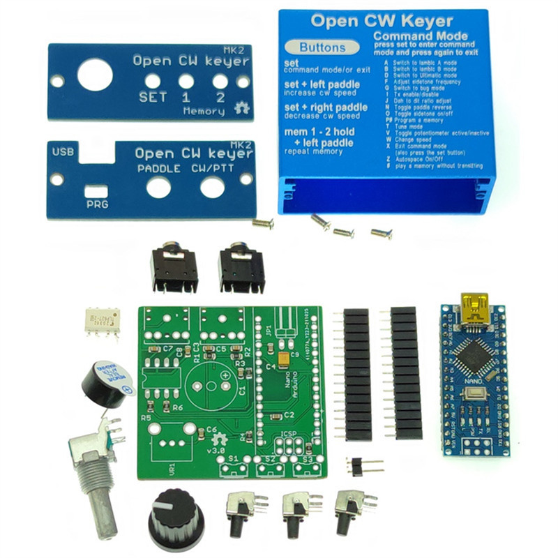 NEW Open CW Keyer MK2 Finished with Aluminum Shell CW Keyer MK2 KIT CW Speed Adjustable From 1 to
