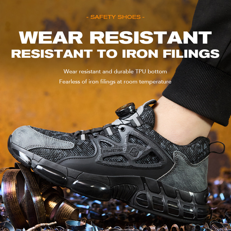 Size 47 48 Work Safety Shoes Men Reflective Design Steel Toe Shoes Rotation button Work Sneakers