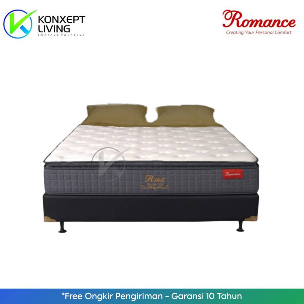 Romance Springbed R145 Pillowtop Ukuran 200x200 Fullset Tanpa Sandaran