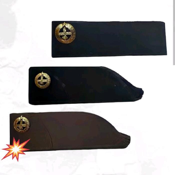 Satuan Peci Pembina Pramuka + (Krawang) Tanda Peci Putra & Putri Bahan Bludru & Kain