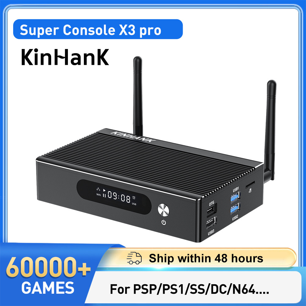 Latarr KINHANK Super Console X3 Pro Retro Video Game Console 60000 Games for PS1/PSP/SS/N64/DC/Arcad