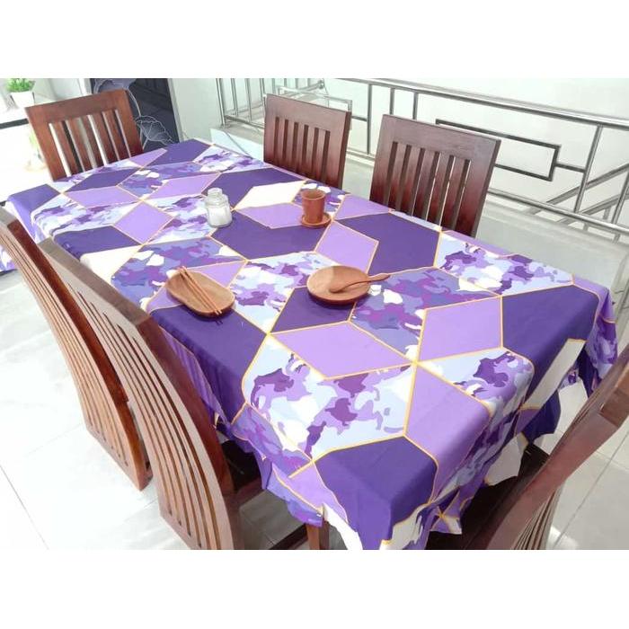 TAPLAK MEJA MAKAN BAHAN KAIN PERSEGI PANJANG PAKAI ROMBAI BESAR JUMBO