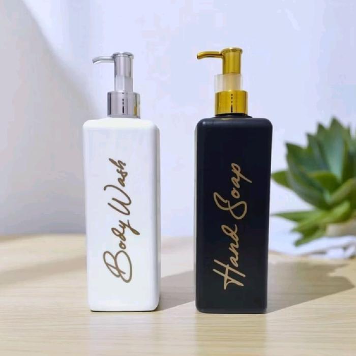 BOTOL KOTAK PUMP 500ML / BOTOL PUMP REFIL KOTAK / BOTOL SABUN REFFIL THE AESTHETIC PACKAGING FREE