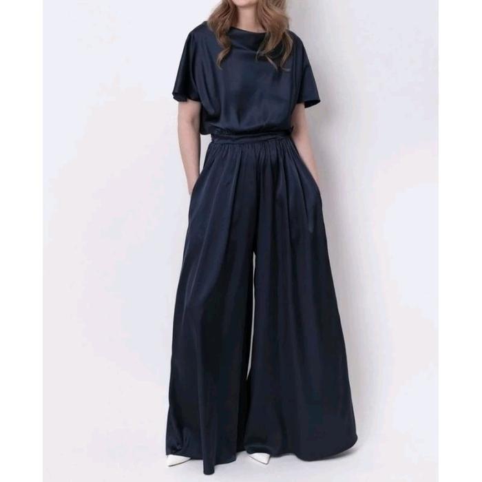 KAIN PURE SILKY SATIN MXM NAVY BLAZER .0.50 METER maxmara