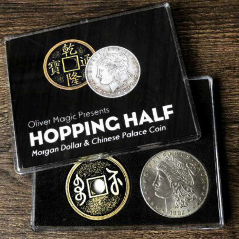 Hopping Half (Morgan Dollar and Chinese Palace Coin) by Oliver Magic Close up Magic Tricks Coin