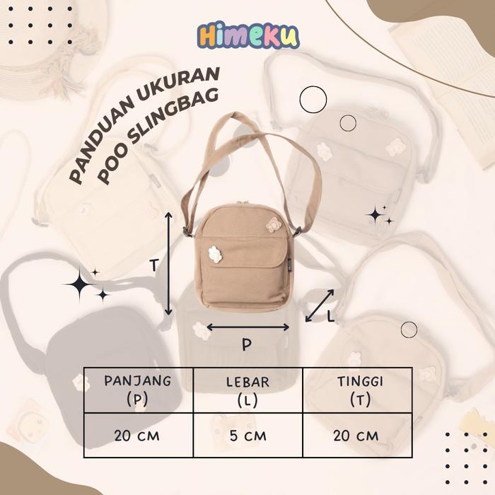 New Himeku POO Slingbag - Tas Selempang Cute - Tas Selempang Kanvas Wanita