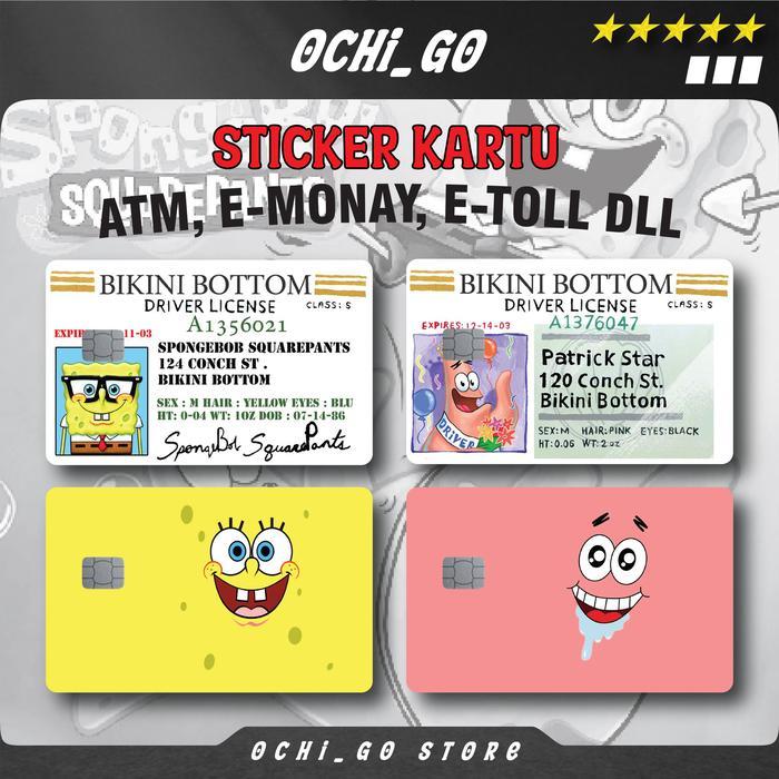 Stiker Garskin Kartu Atm Skin Card Spongebob Patrick Sticker Kartu Atm Bca Bri Mandiri Debit Credit