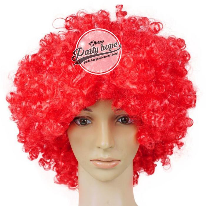 wig merah / rambut palsu kribo allsize / wig badut / wig costplay