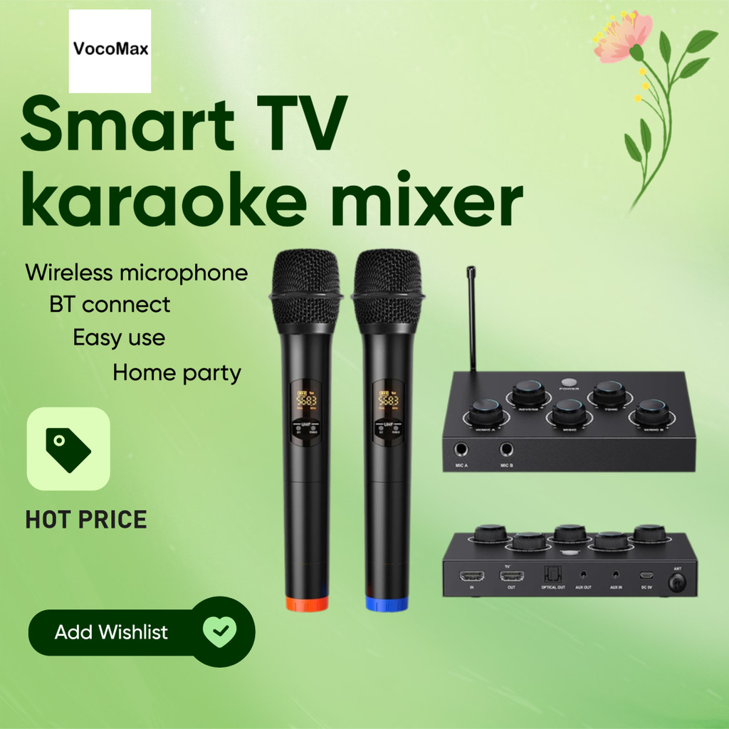 HD Wireless Karaoke Microphone Mixer System for Smart TV PC Home Theater Amplifier Soundbar Speaker