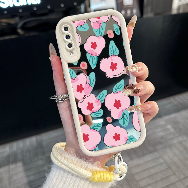 Casing Hp untuk Samsung Galaxy A50 A50s A30s Case Casing bunga pola Silikon Softcase Kasing HP tali 