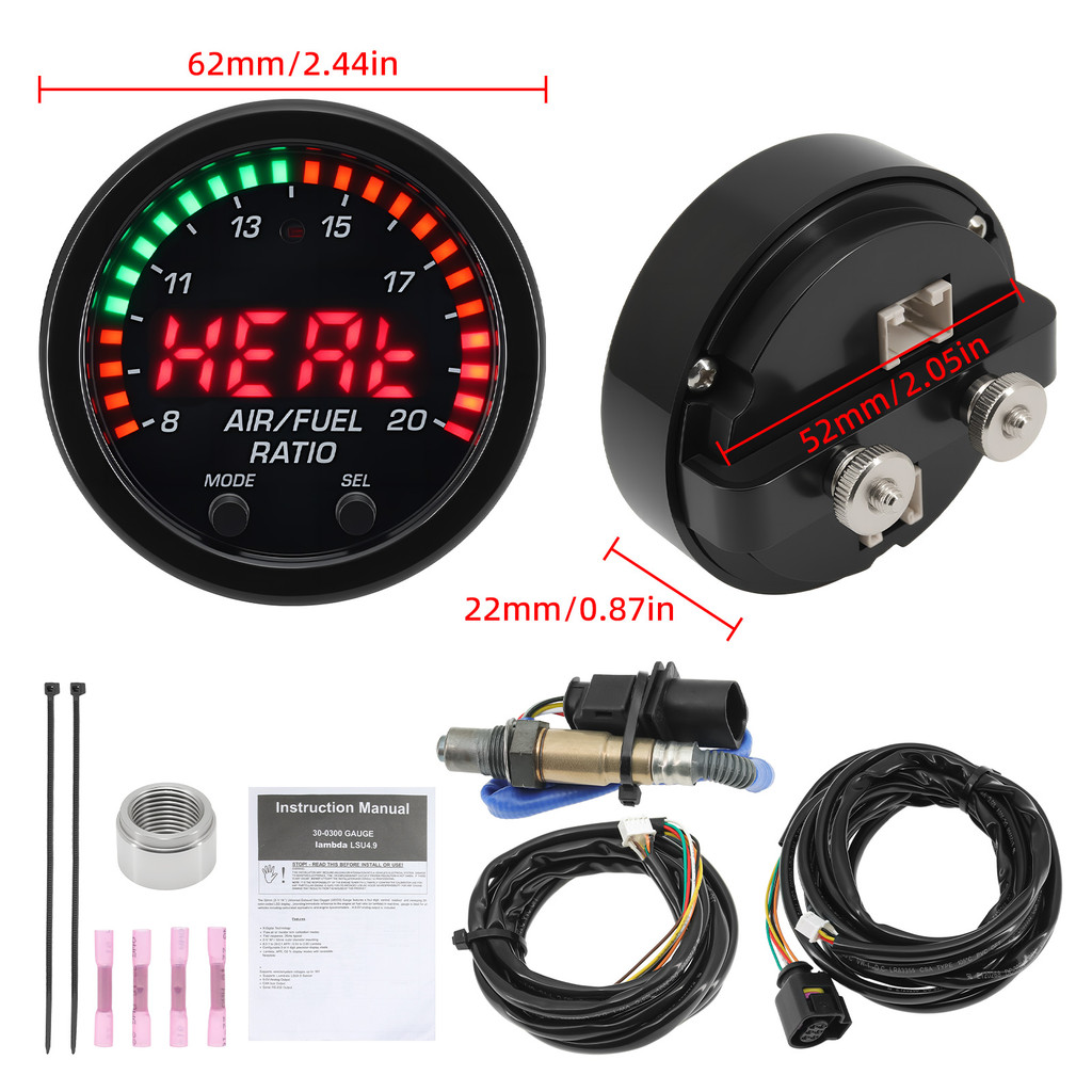 30-0300 X-Series Wideband O2 Air Fuel Ratio Gauge Kit Lsu 4.9 0258017025 Oxygen Sensor Afr Sensor
