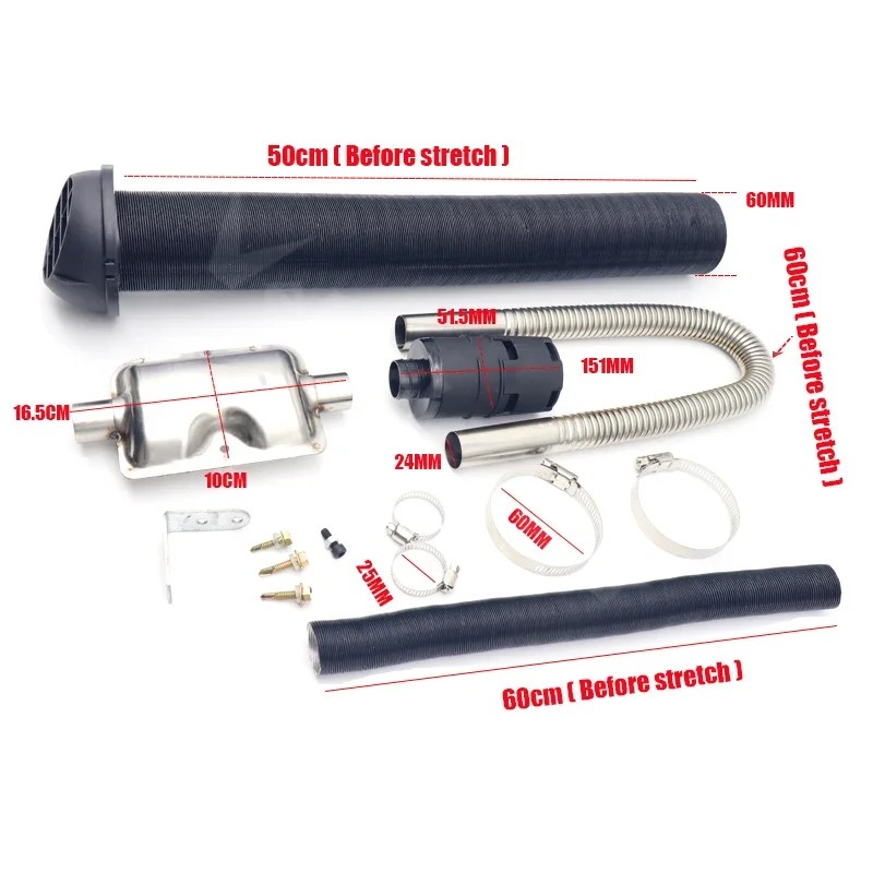 Set For Diesel Heater Replacement Air Intake Pipe Air Filter Vent Outlet Tube For Parking Heater