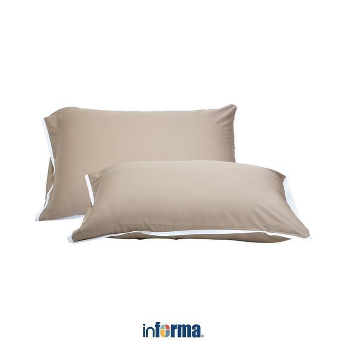Informa Set 2 Pcs King Sarung Bantal Bamboo - Cokelat Sandy Bantal Kepala Pelindung Sprei Kasur