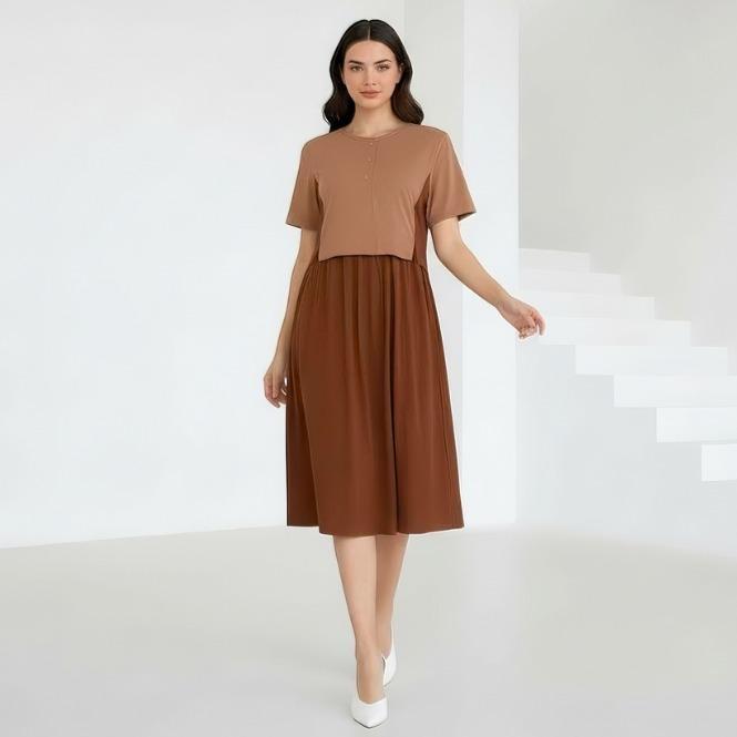 Forever Sweet Dress Midi Aquila Dress Wanita Baju Casual Santai Cantik Nyaman