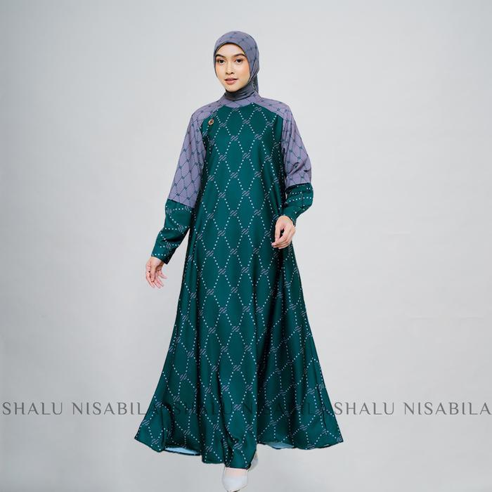 Shalu Nisabila - Chiara Dress Gamis Motif Monogram Lady Ice Panjang Wanita Syari Elegan Formal -