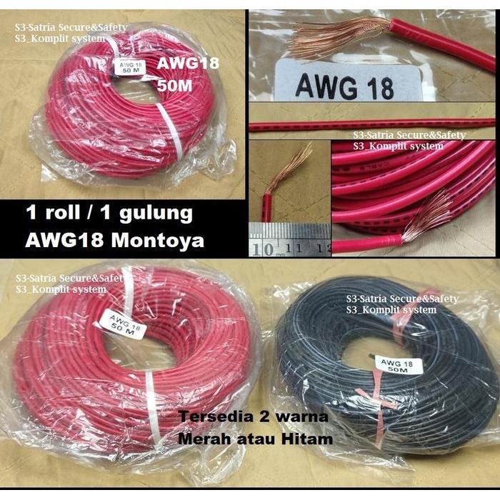 1Roll 50M Awg18 Merah Serabut Kabel Awg 18 Montoya Cable Awg18 2.6Mm 18Awg Awg 1 Rol Roll Panjang