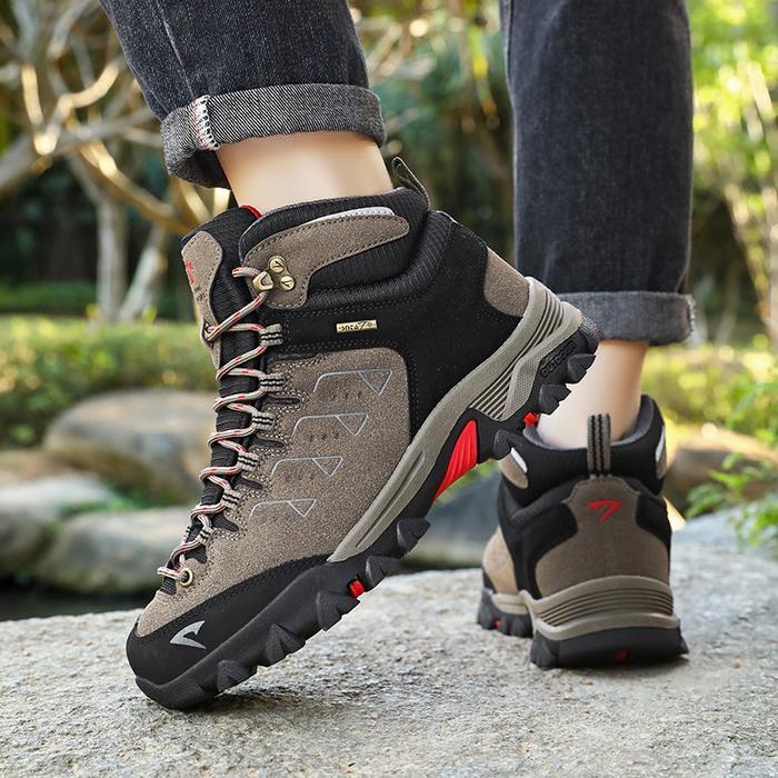 Sepatu Gunung SNTA 506 Grey Red Se Waterof Soft Shell Outdoor Traveling Hiking Shoes Uni