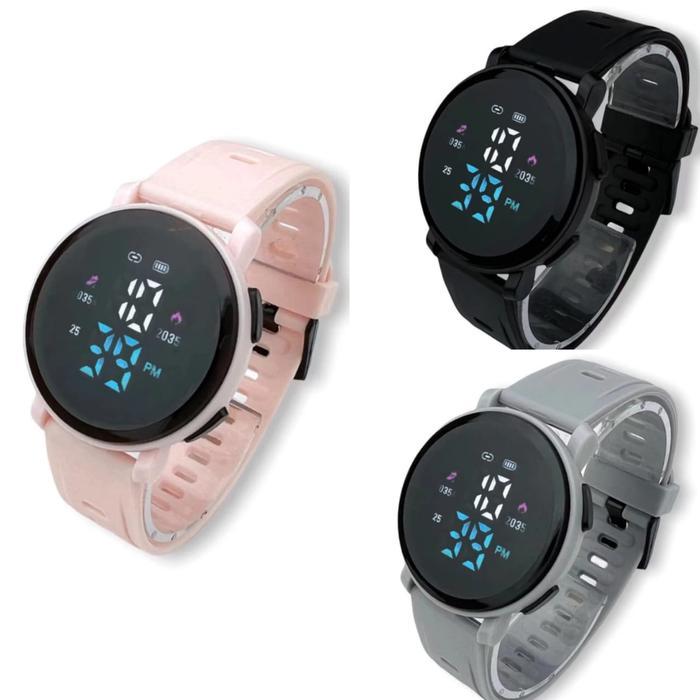 [] Jam Tangan Pria Wanita DIGITAL RUBBER BULAT LED WATCH JF088