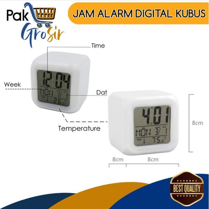 Pg Jam Led Meja Kubus Digital Alarm Berubah 7 Warna Moody Clock Glowing Populer