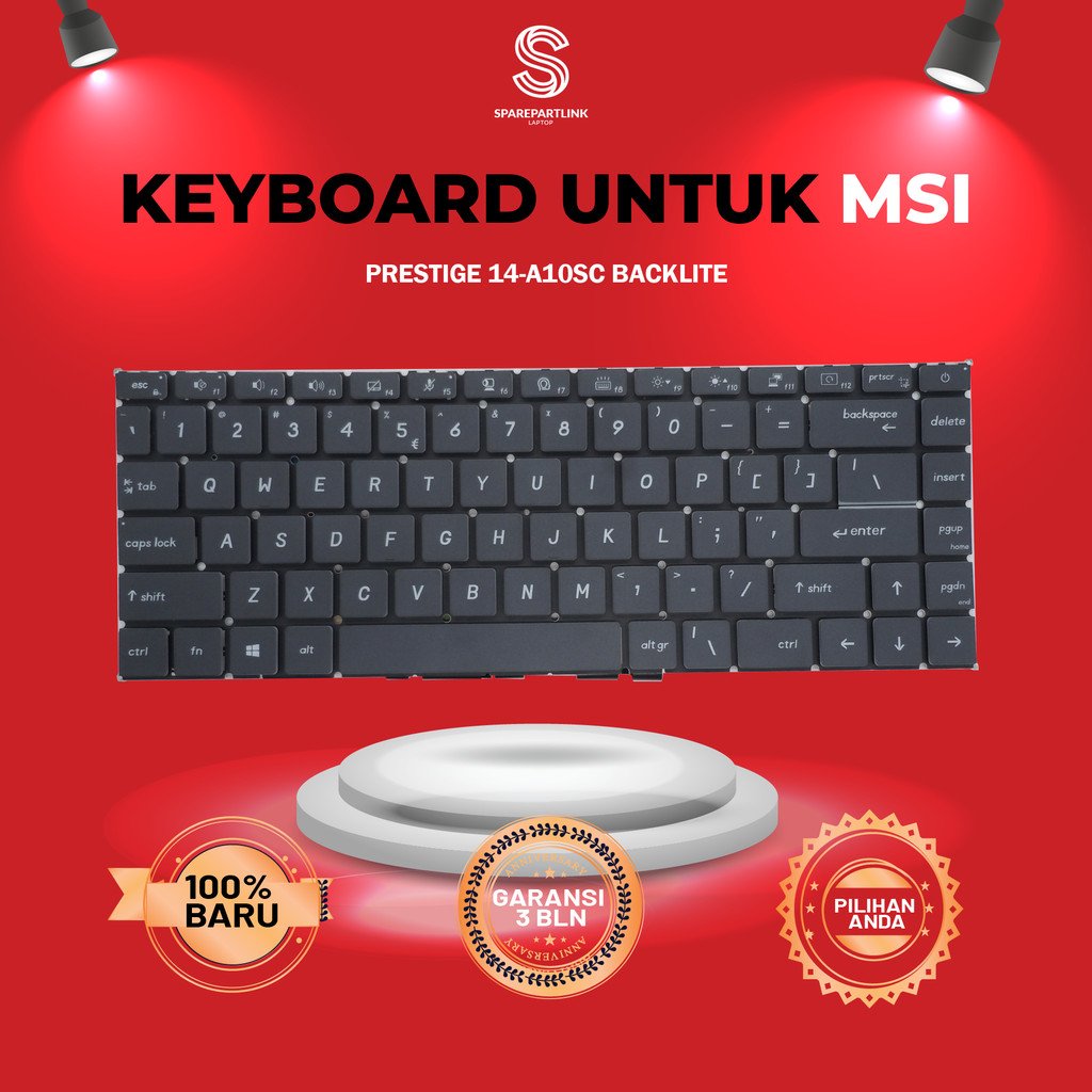 Keyboard Untuk MSI Prestige 14-A10SC Backlite