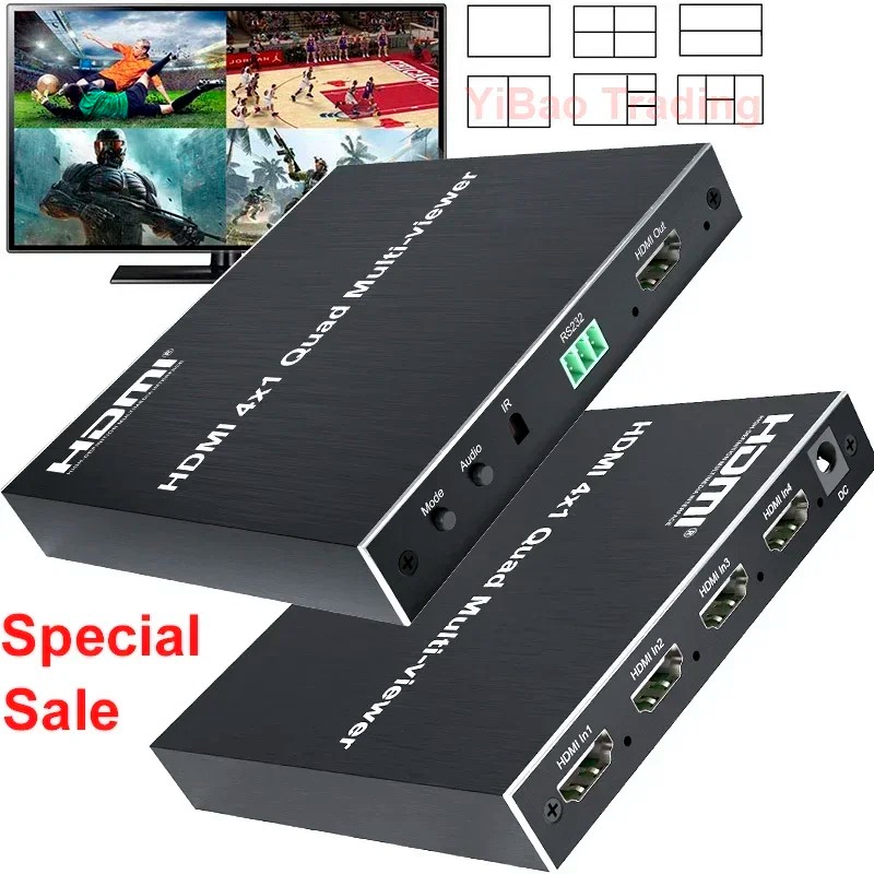 Terbaru 4X1 HDMI Multi-viewer 1080p 2 3 4 Quad Screen Splitter Seamless Switcher 4 in 1 Out HDMI Mul