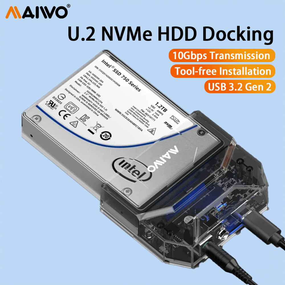MAIWO U.2 NVMe SSD Case Adapter 10Gbps USB3.2 Type-C Gen2 to 2.5 inch U.2 Interface PCIe NVME