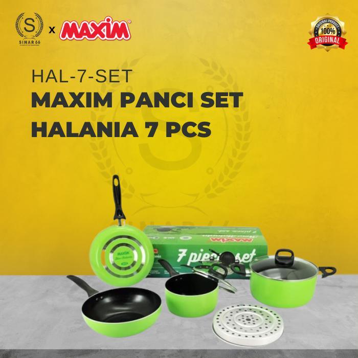 Maxim New Halania Panci Set Peralatan Masak 7 In 1 Anti Lengket