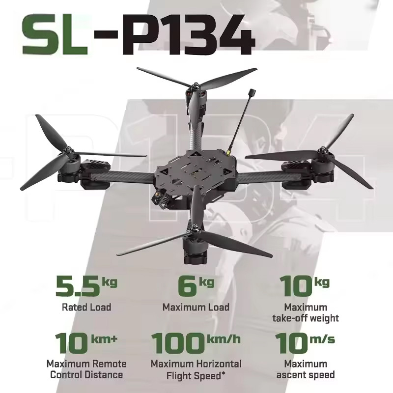SL Airforce SL-P134M FPV Drone 11KG Heavy-Lift Long-Range FPV Drone 7KG Payload 130KMH ELRS 8S LiPo