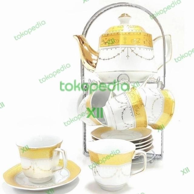 ViCENZA C~78 GOLDEN TOUCH SERiES TEA CUP SET 15 PCS PAKET TEKO + CANGKiR MOTiF BISA GRAB