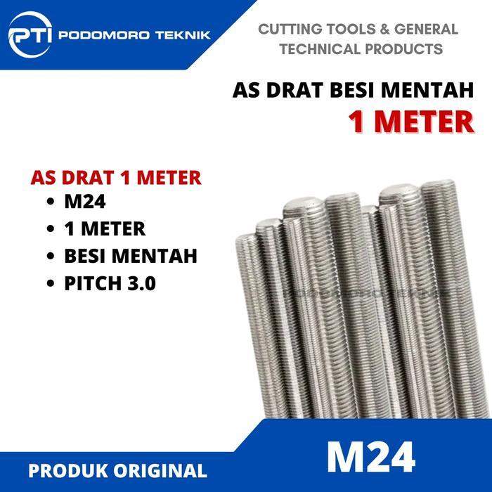 As Drat Besi Mentah M24 Pitch 3.0 Stud Bolts Long Drat 1 Meter