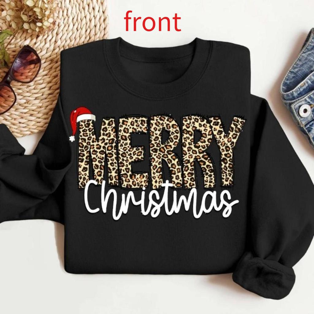 Christmas Sweatshirt, Merry Christmas Sweatshirt, Leopard Printed Christmas , Christmas Gift , Women