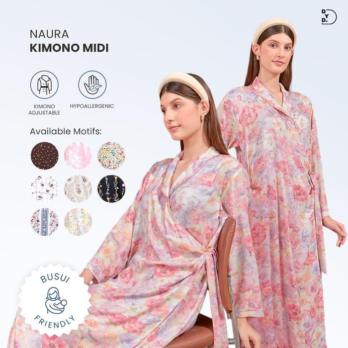 Dyd Naura Kimono Midi Daster Busui & Lahiran Friendly Bahan Rayon Size Jumbo Dress Ibu Hamil Lengan