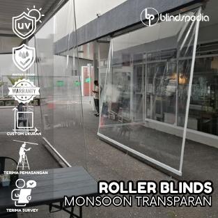 Roller Blind PVC Transparan 0.5mm HEADRAIL - Roller Blinds Tahan Air - Tirai Plastik Outdoor - Krey