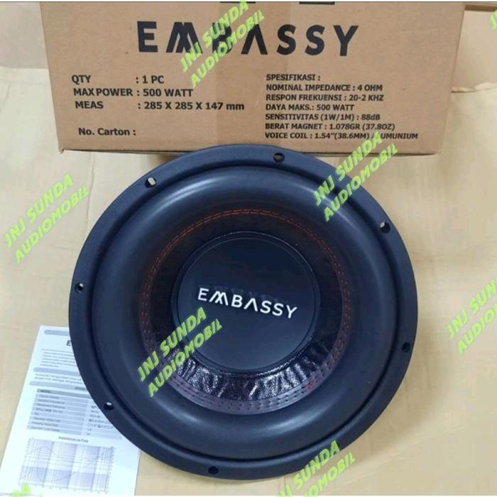 subwoofer 10 inch embassy es-1044 double coil