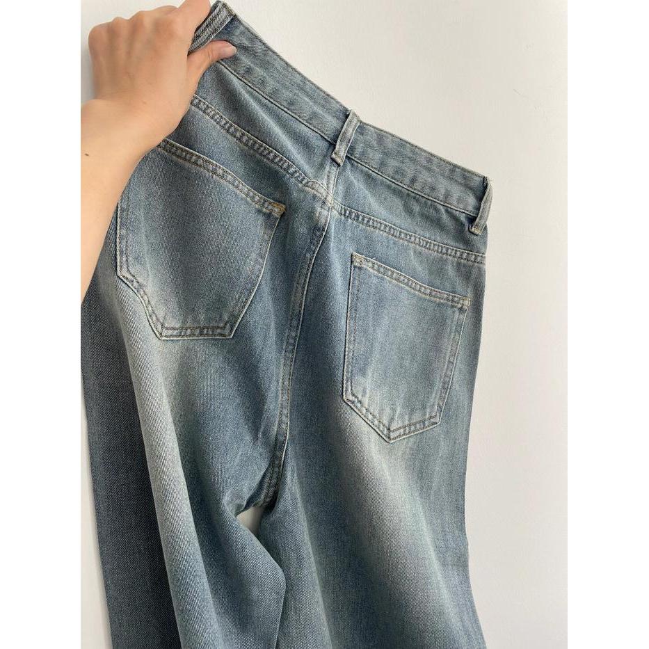 Luck WanitaRetro Lurus Korea Celana Jeans Wanita Highwaist Tbk