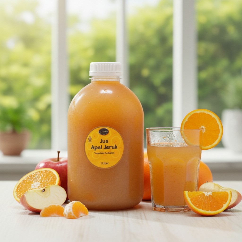 Jus Apel Jeruk 1 Liter YomYomMe Drinks - Minuman Sehat Booster Imun Tanpa Gula Sugar Free Stevia Ala